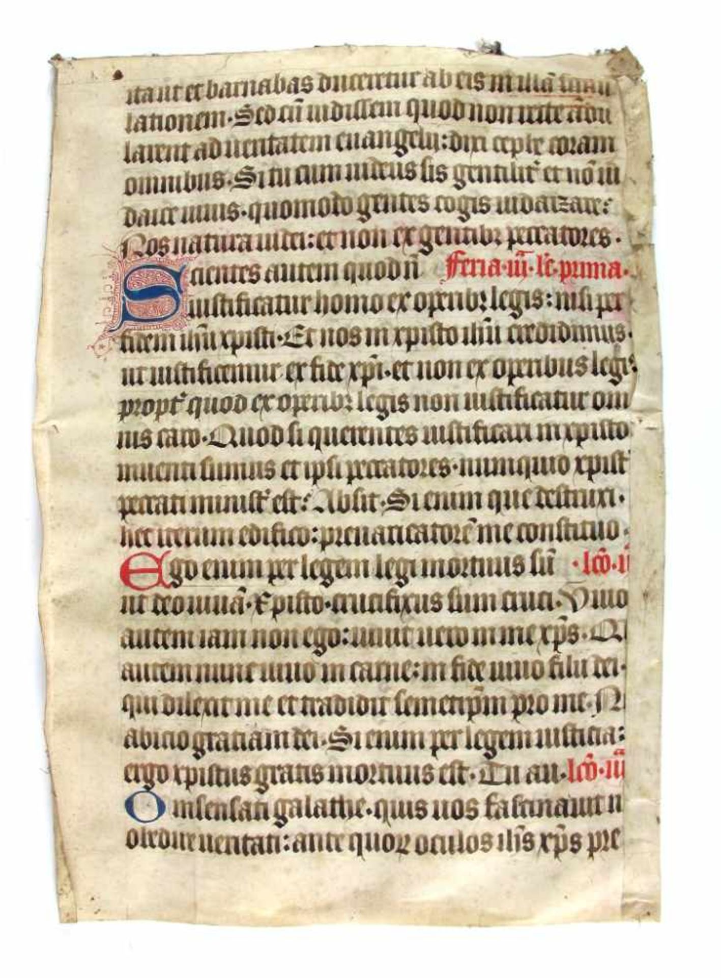 Religion: Zwei Missaleblätter. Pergament mit polychromen Versalien. Um 1600. 42,5 x 31 cm. - Bild 4 aus 4
