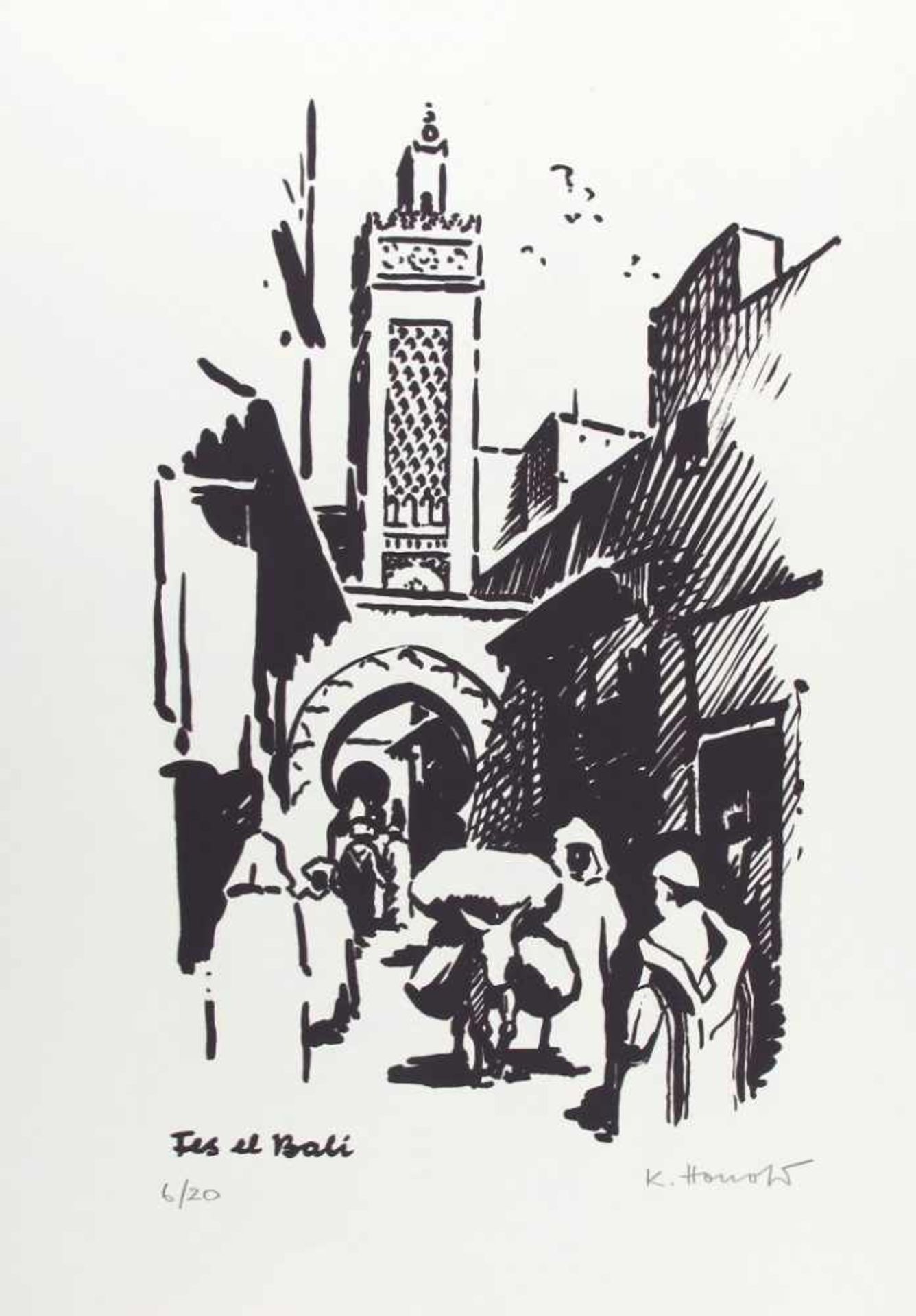 Konrad Honold. 1918 Weingarten - 2007 Schruns. Mappe "Marocco-Skizzen. 1975" mit zehn - Bild 9 aus 10