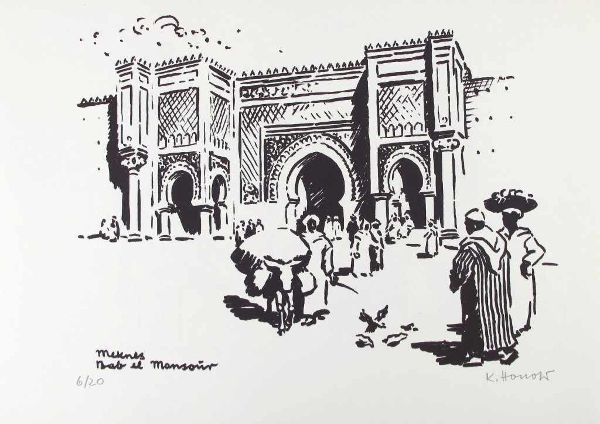 Konrad Honold. 1918 Weingarten - 2007 Schruns. Mappe "Marocco-Skizzen. 1975" mit zehn - Bild 2 aus 10