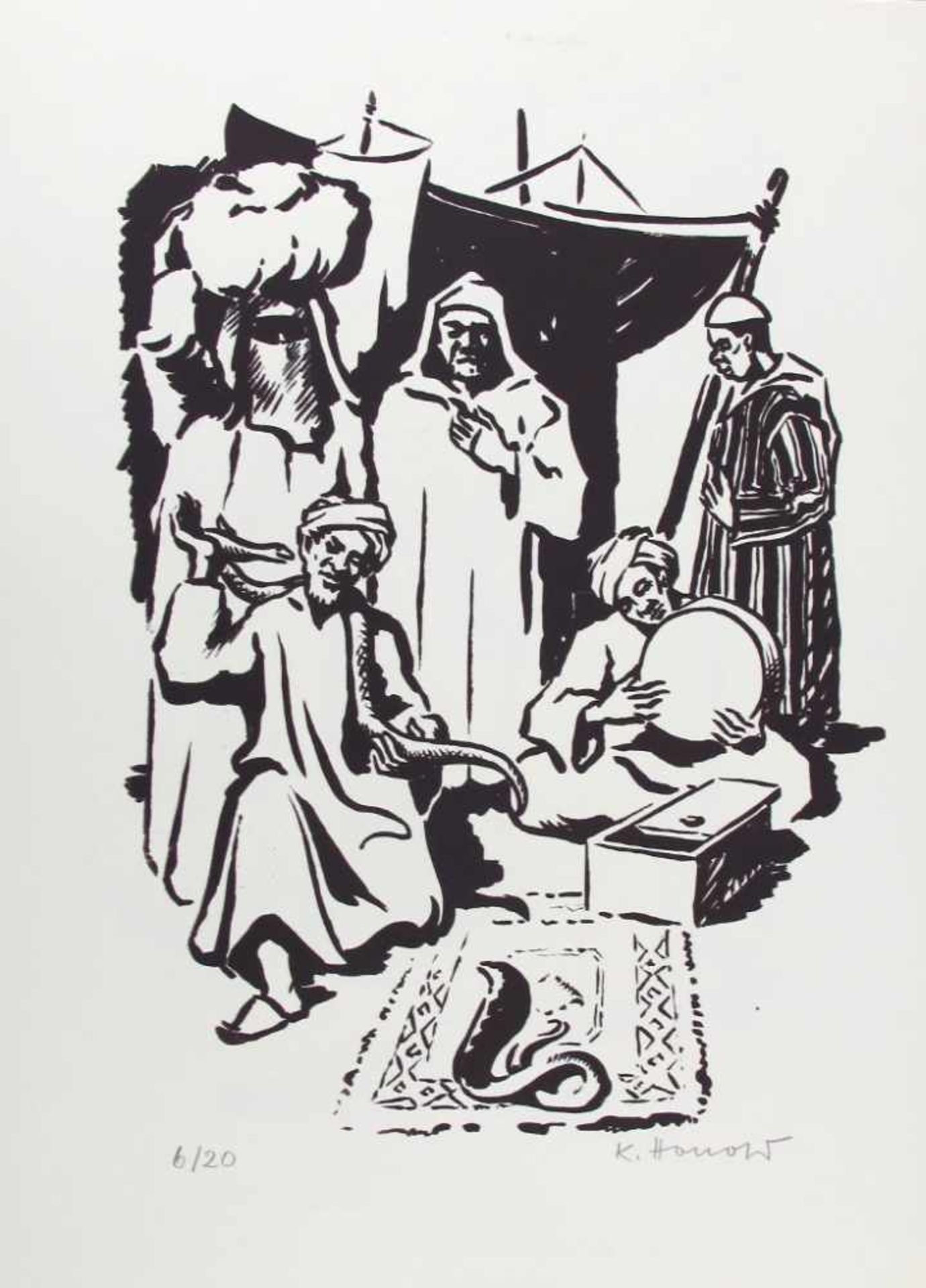 Konrad Honold. 1918 Weingarten - 2007 Schruns. Mappe "Marocco-Skizzen. 1975" mit zehn - Bild 5 aus 10