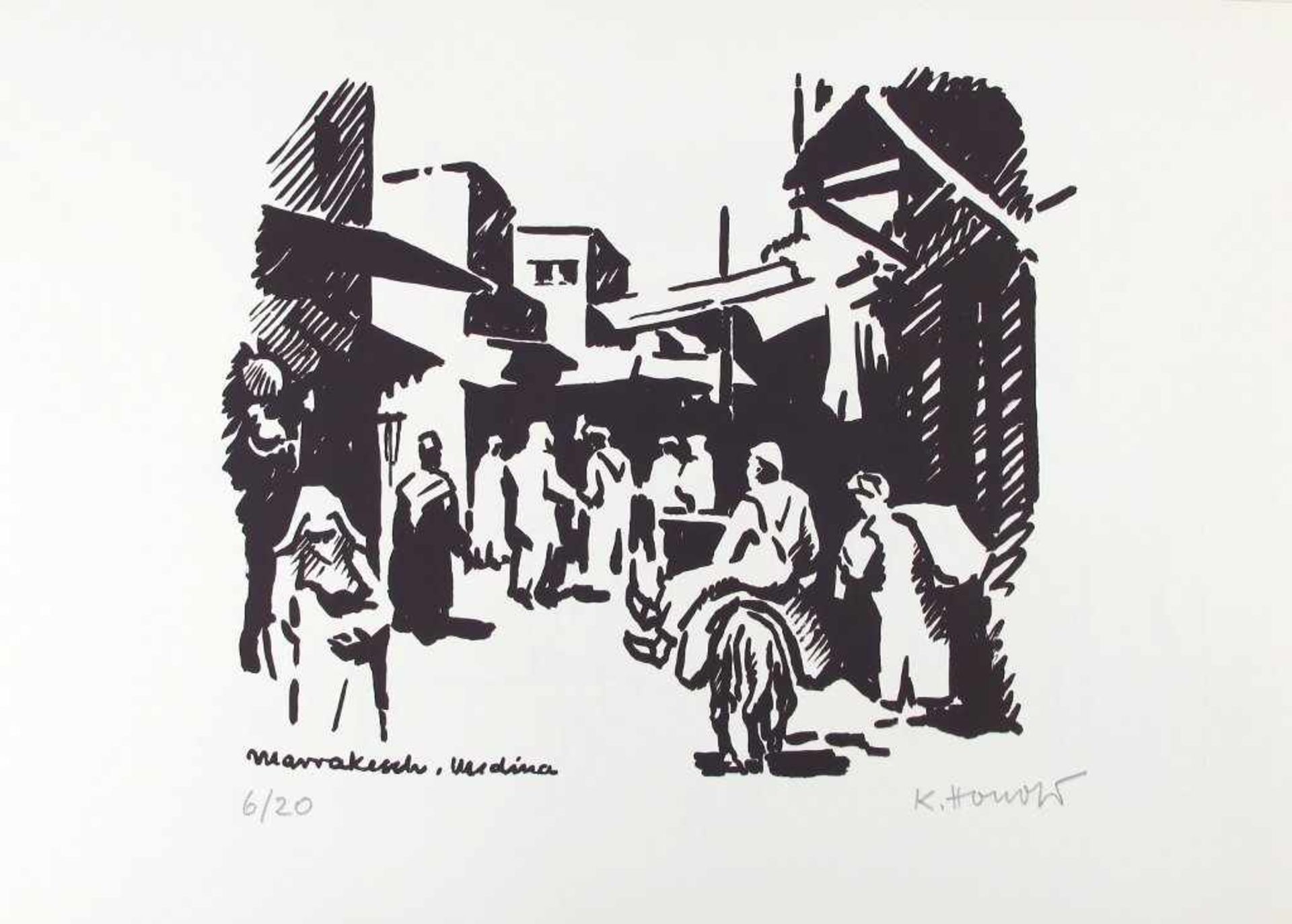 Konrad Honold. 1918 Weingarten - 2007 Schruns. Mappe "Marocco-Skizzen. 1975" mit zehn - Bild 3 aus 10