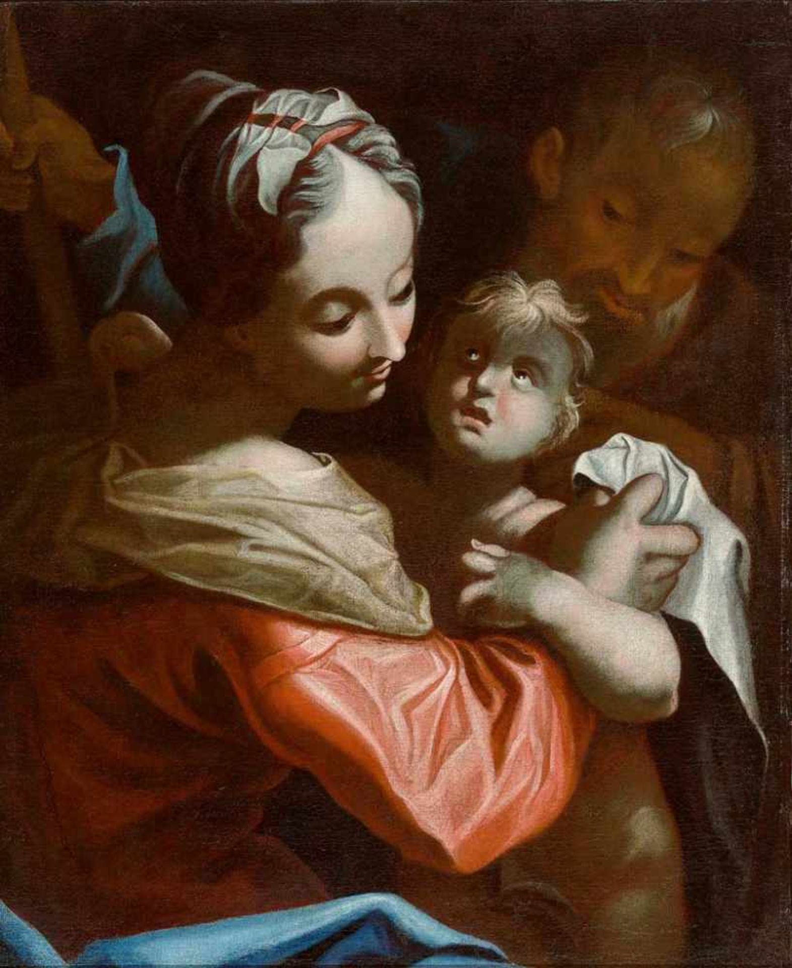 Venezianischer Maler des 18. Jh. Die Hl. Familie. Meisterliche Schilderung mit besonderer Betonung