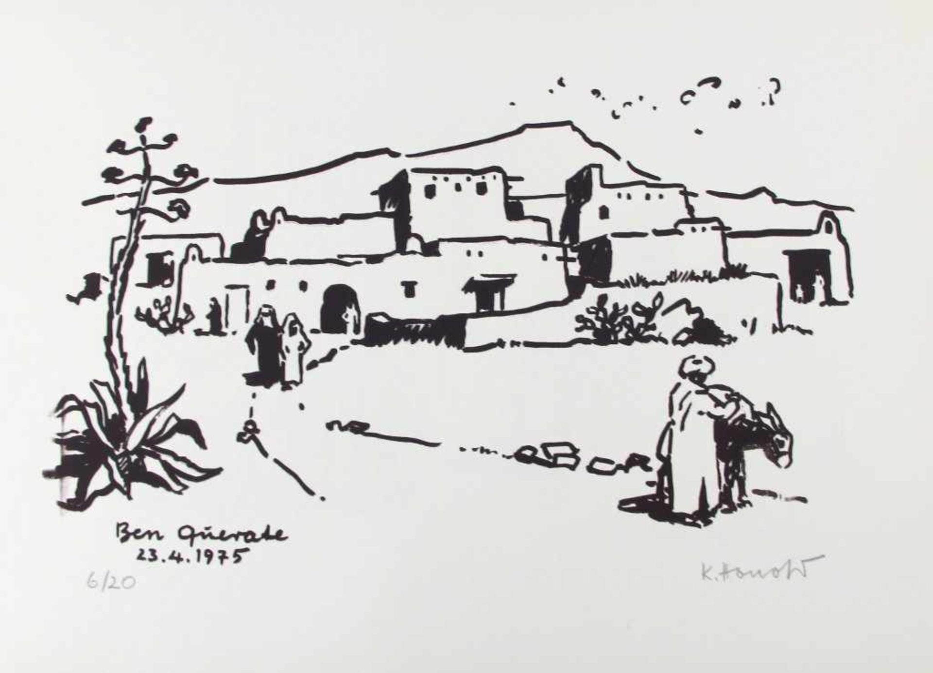 Konrad Honold. 1918 Weingarten - 2007 Schruns. Mappe "Marocco-Skizzen. 1975" mit zehn - Bild 7 aus 10