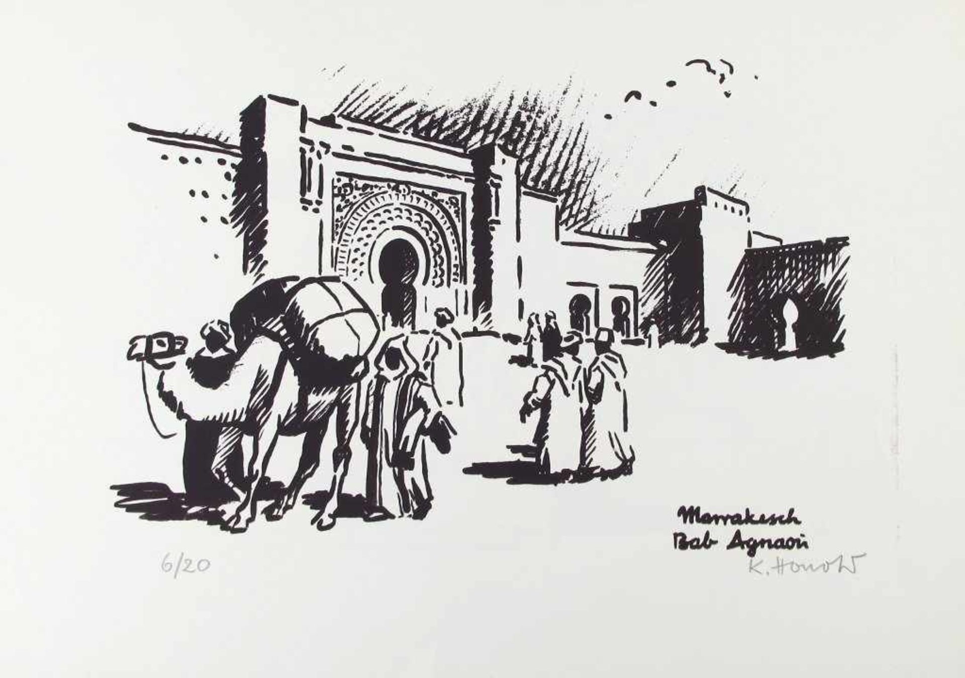 Konrad Honold. 1918 Weingarten - 2007 Schruns. Mappe "Marocco-Skizzen. 1975" mit zehn - Bild 8 aus 10