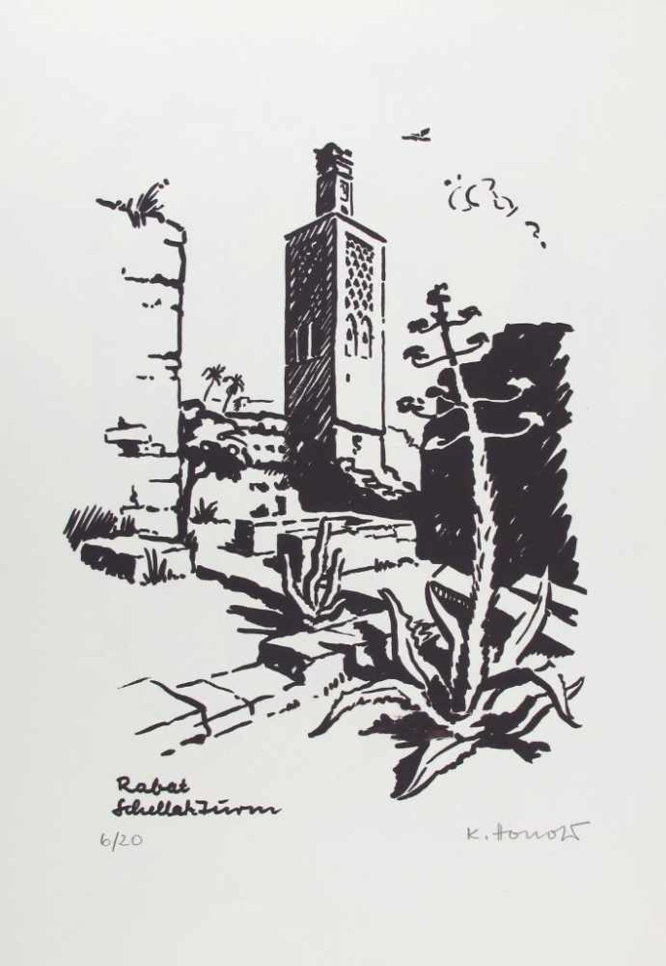 Konrad Honold. 1918 Weingarten - 2007 Schruns. Mappe "Marocco-Skizzen. 1975" mit zehn - Bild 4 aus 10