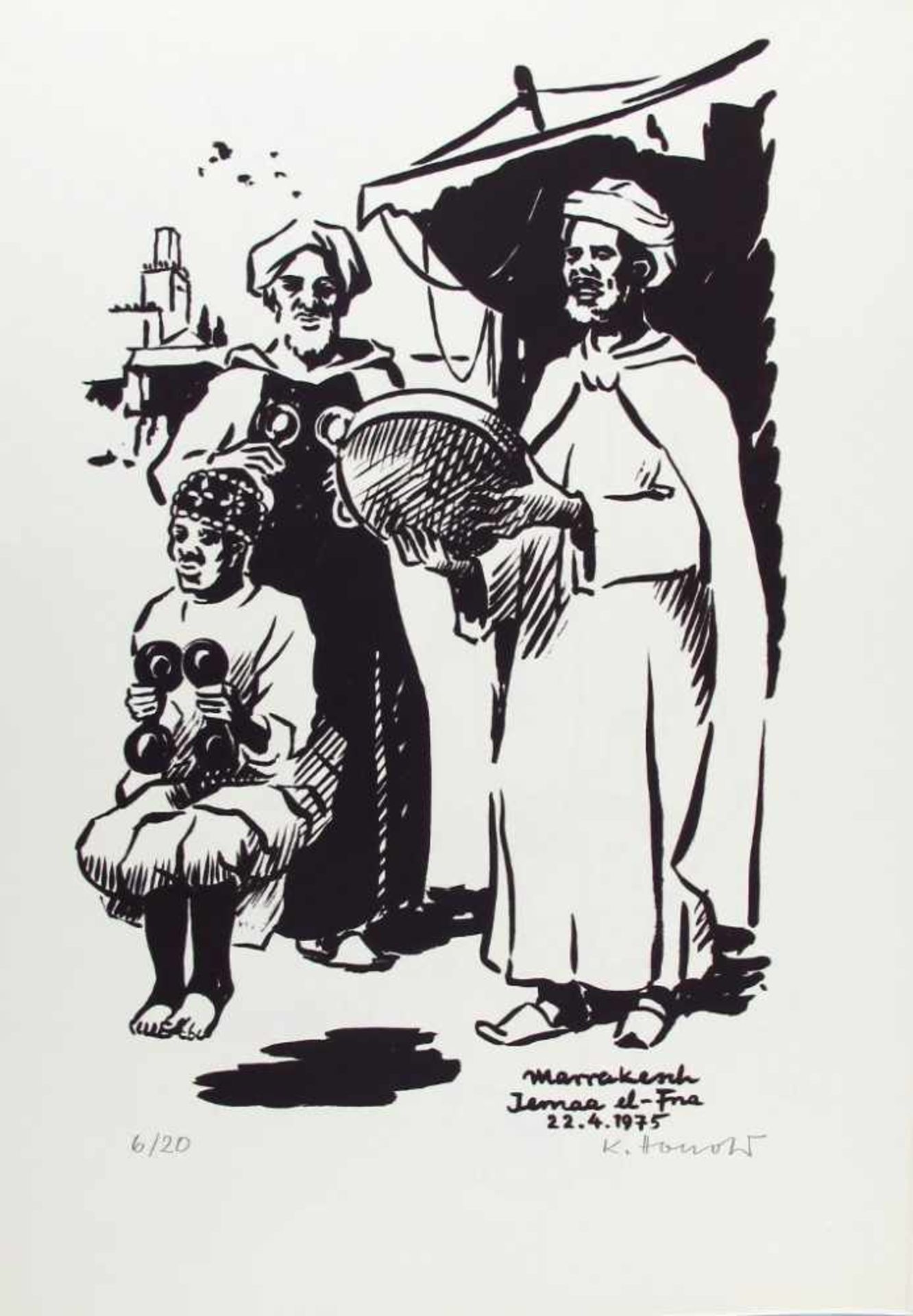 Konrad Honold. 1918 Weingarten - 2007 Schruns. Mappe "Marocco-Skizzen. 1975" mit zehn - Bild 6 aus 10
