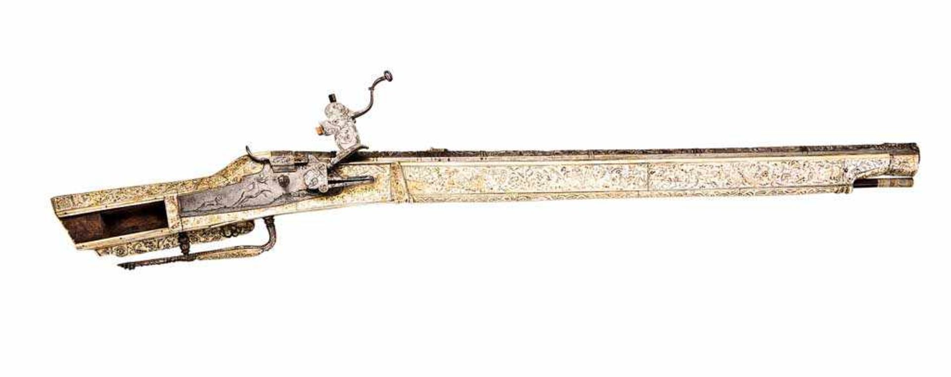 Radschlossbüchse. Schwerer Eisenlauf mit Zügen im Kal. 17 mm, auf der Oberseite in reliefiertem - Image 9 of 9