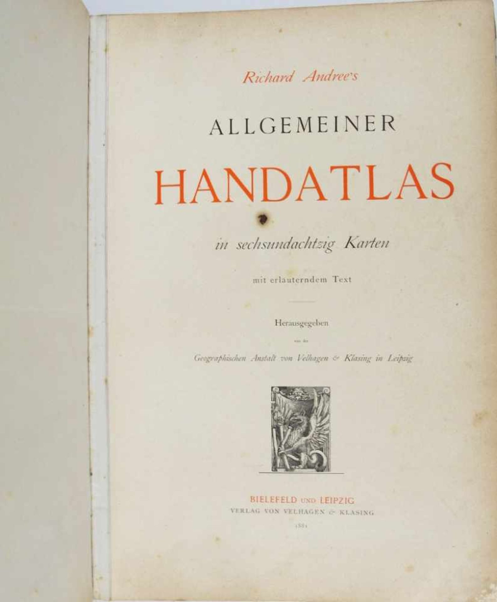 Atlas: Richard Andree's Allgemeiner Handatlas in 86 Karten mit erläuterndem Text (98 S.). - Bild 2 aus 3