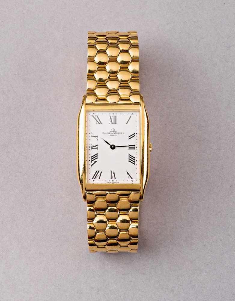 Feine goldene Baume & Mercier-Damenarmbanduhr, 18 ct. Ref. 17605. Glattes gewölbtes Gehäuse, Nr.