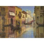 Italienischer Maler 1. Hälfte 20. Jh. Bez. Lorenzo. Kanalansicht in Venedig. Öl/Lwd. 60 x 80 cm. R