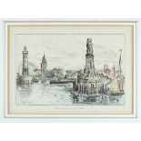 Lindau. "Port de Lindau sur le Lac de Constance". Kol. Holzstich, Ende 19. Jh. Ansicht 13 x 19,5 cm.