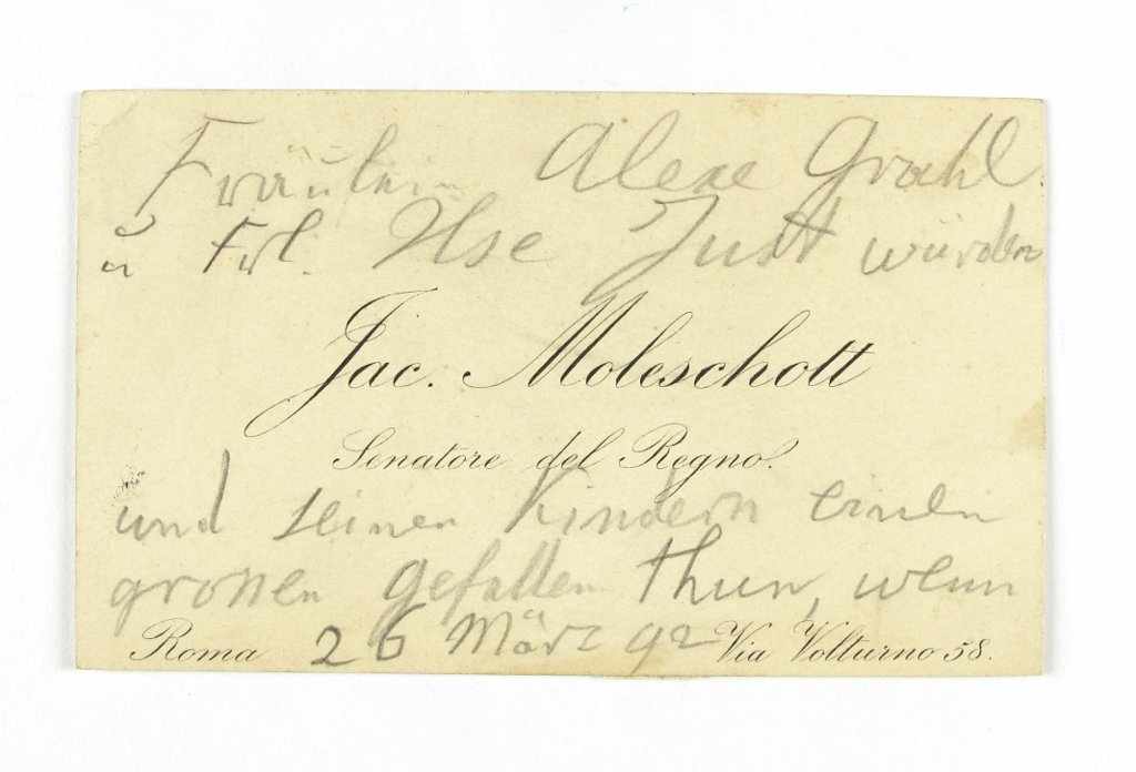 Autograph von Jacob Moleschott (1822 's-Hertogenbosch - 1893 Rom; niederländischer Arzt und