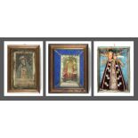 Konvolut von drei Klosterarbeiten. Collage mit Maria vom Herzogspital zu München - böhmische