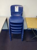 Set Of 5 Blue Plastic Chairs