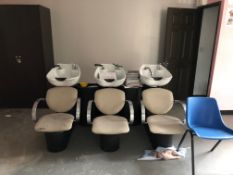 Hairdressing sinks x 3 and mirrors