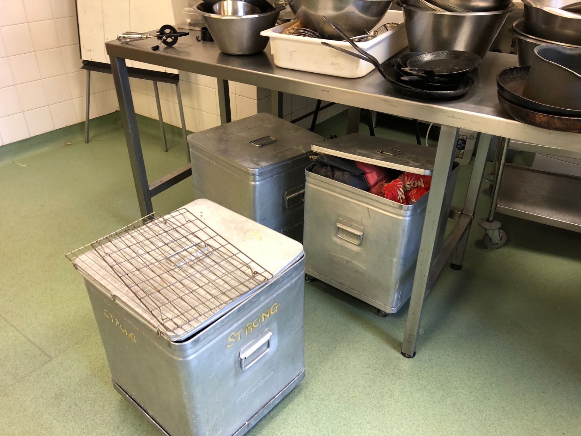 Stainless Steel Bins x 3 - Image 2 of 2