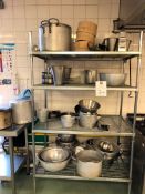 Stainless Steel Storage Rack Pans and Kitchen Equipment Included