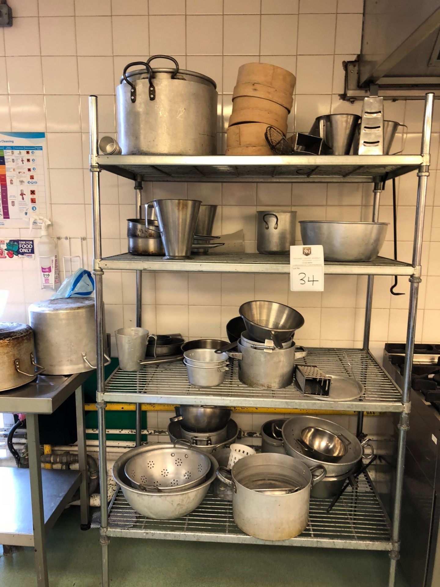 Stainless Steel Storage Rack Pans and Kitchen Equipment Included