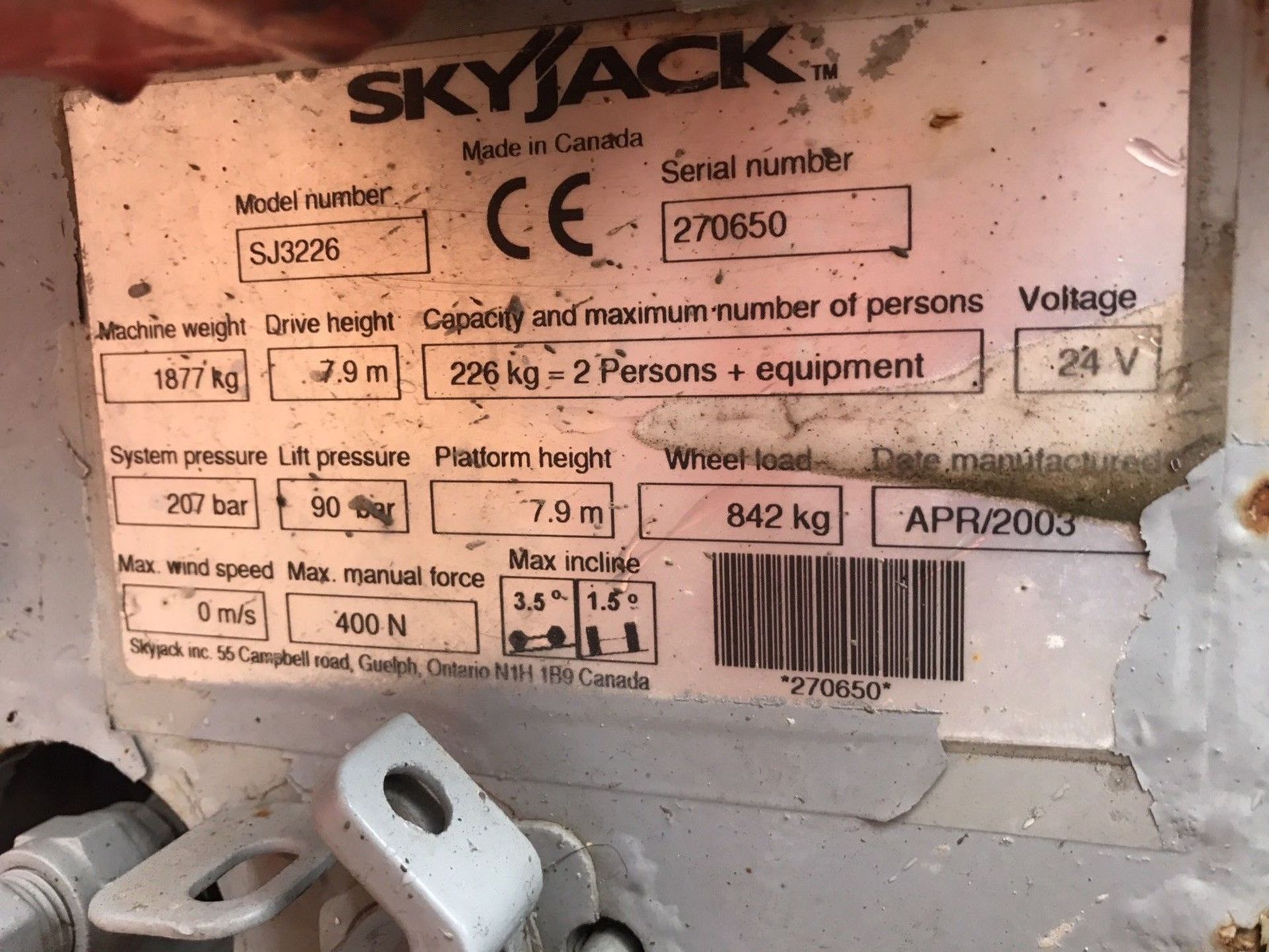Skyjack SJ3226 scissor lift cherry Picker - Image 10 of 10