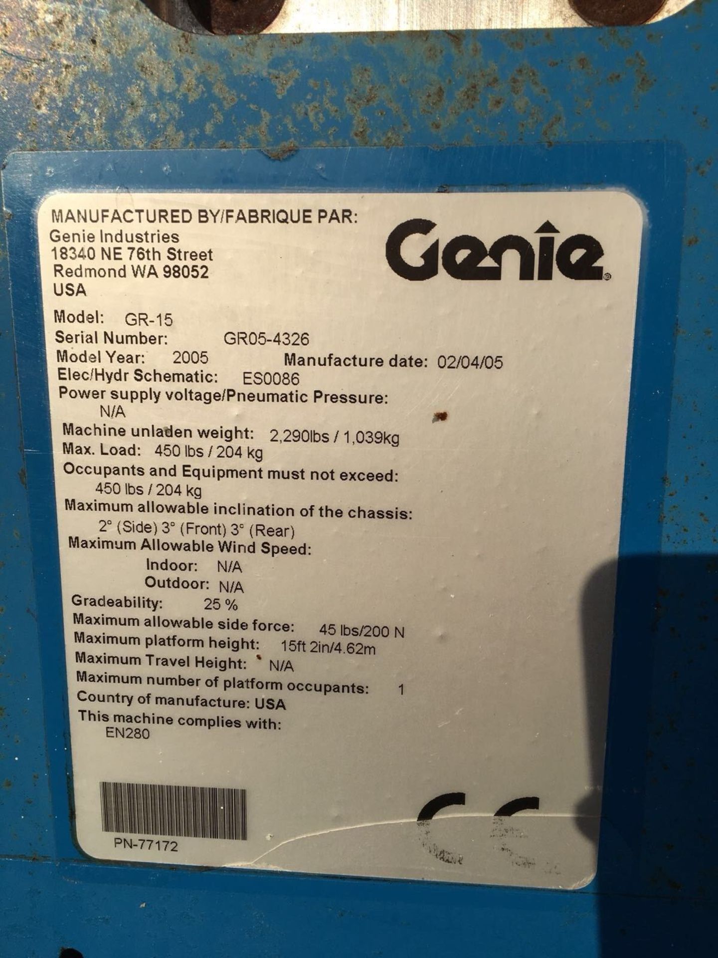 2005 Genie GR15 scissor lift cherry Picker - Image 10 of 10