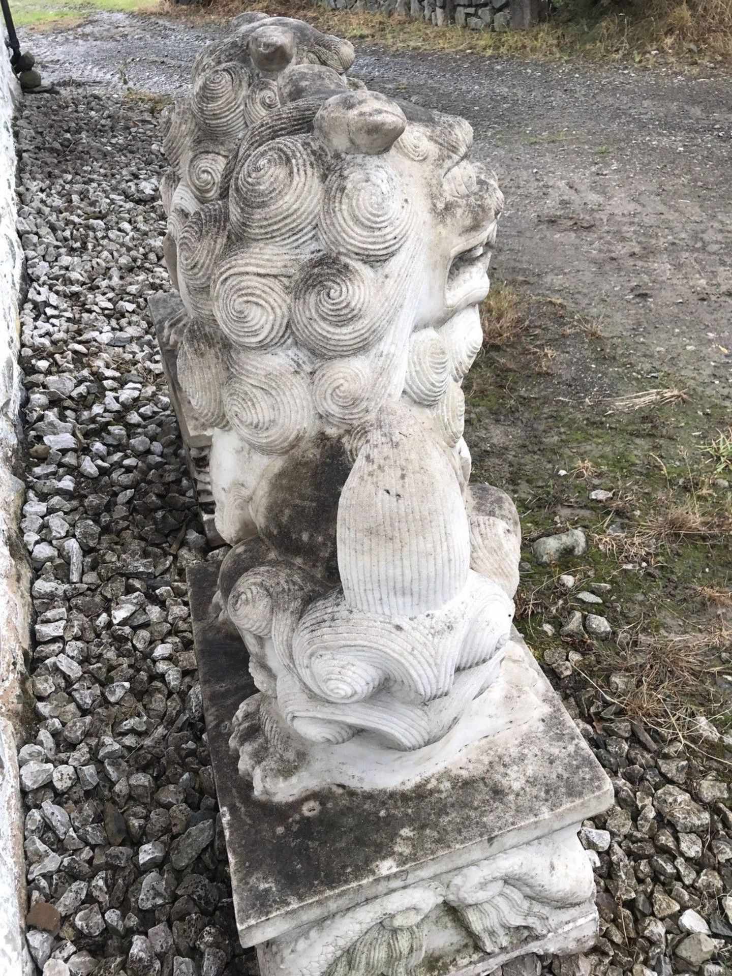 Chinese Foo Dogs Solid Stone Marble Granite Ornament - Image 12 of 12