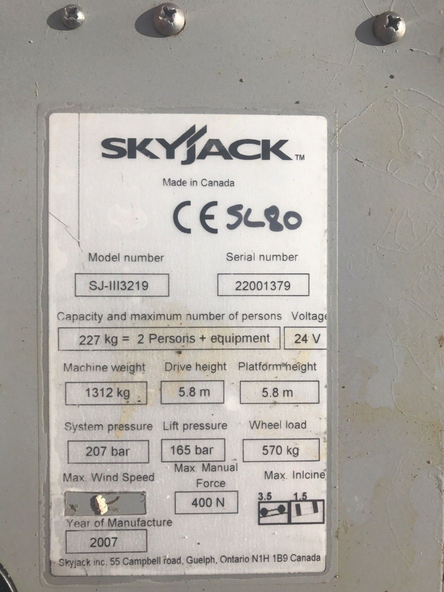 2007 Skyjack SJ3219 Scissor Lift Cherry Picker - Image 9 of 10