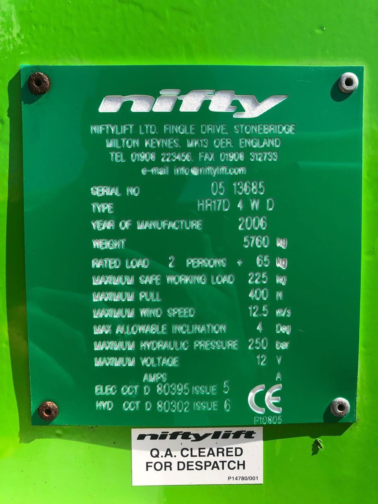 2006 Nifty Lift HR17 4x4 Access Platform Scissor Lift Cherry Picker Skyjack - Image 12 of 12