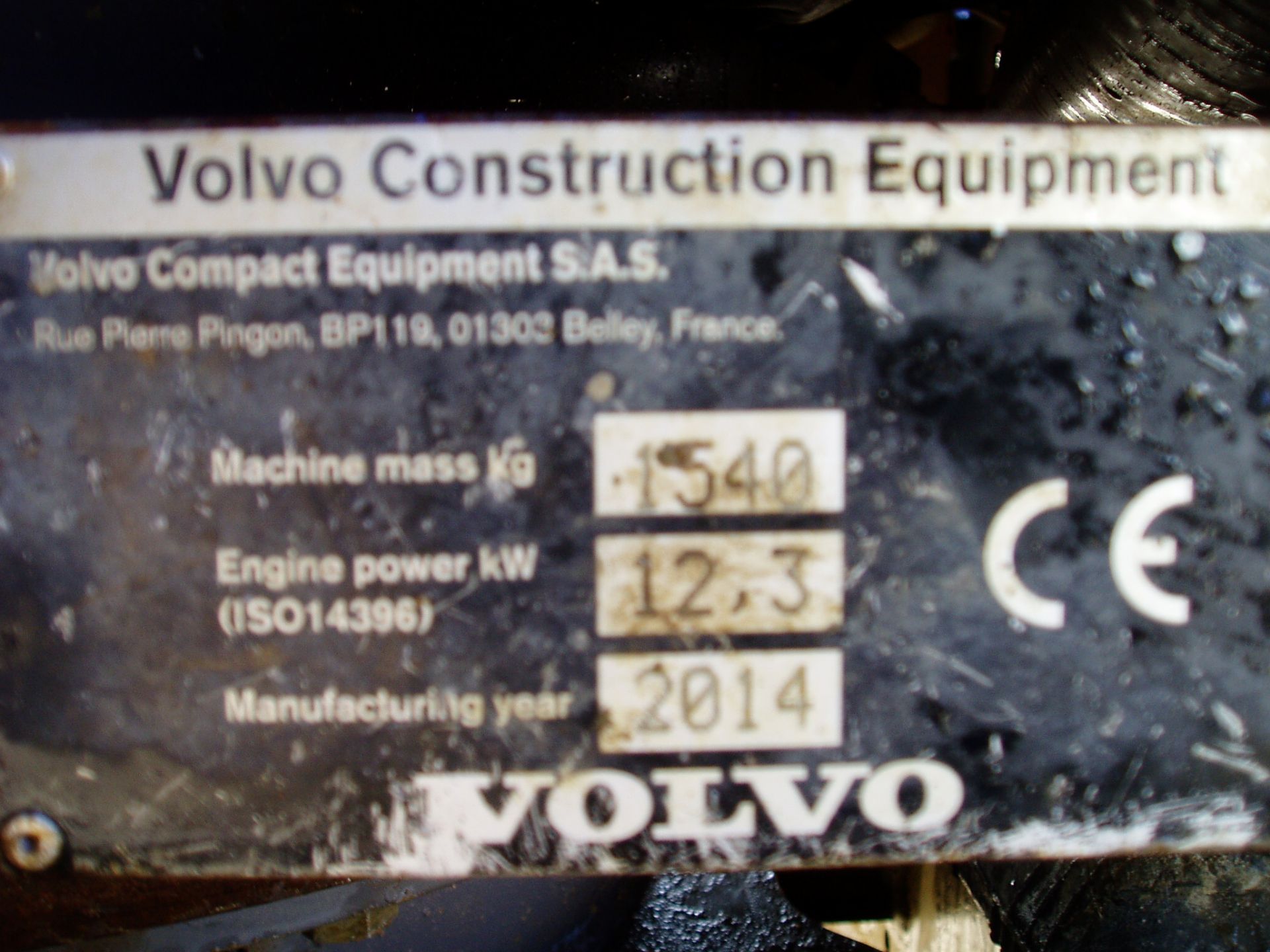 Volvo EC15C 1540Kgs Mini Excavator (SOL 01494) - Bild 20 aus 20