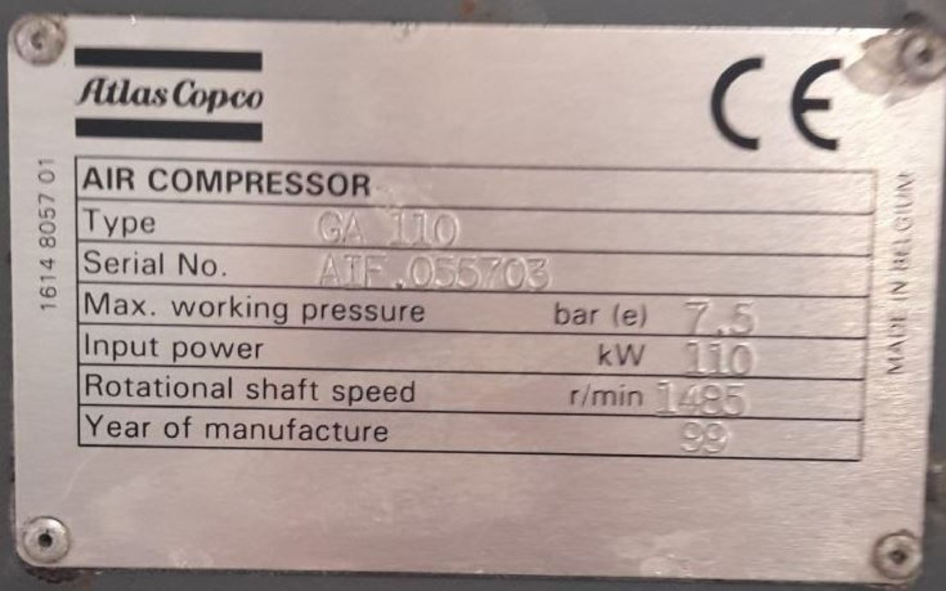 ATLAS COPCO GA110 Compressor - Bild 3 aus 3