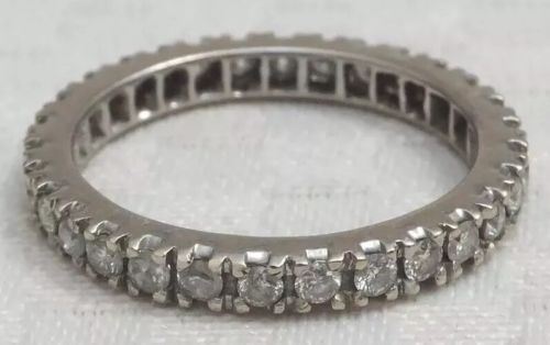 Antique Diamond Full Eternity Ring 18 Carat White Gold 1ct Brilliant Cuts