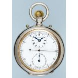 Unusual Silver Patent Chronograph pocket watch