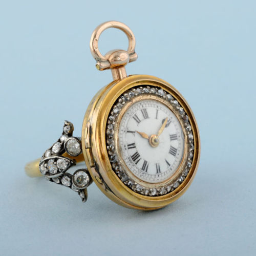 Very Rare Gold & Diamond Set Ring Watch (possibly Smallest Known Fusee Watch)