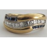 Vintage Sapphire & Diamond 18ct Gold Ring Ring Size L