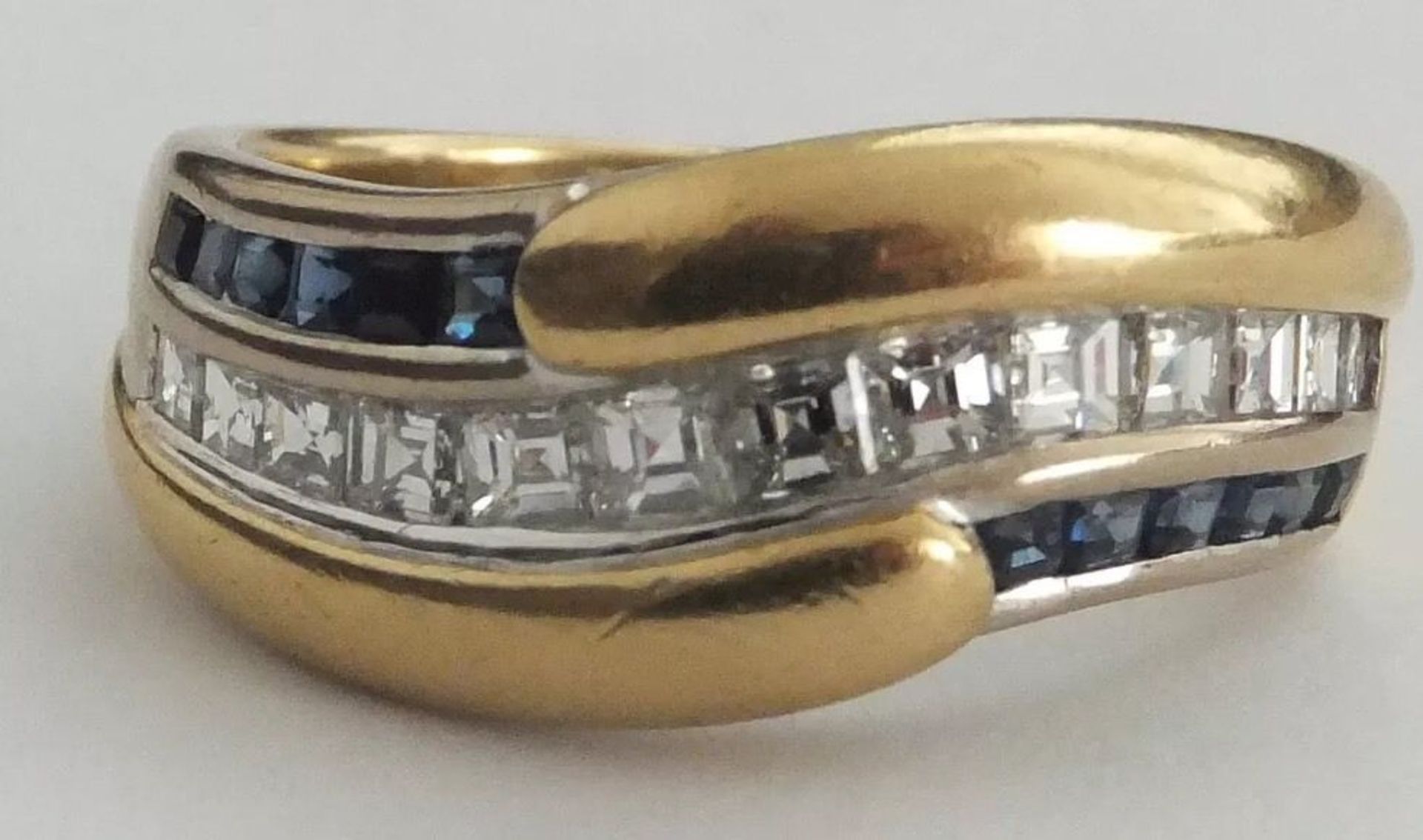 Vintage Sapphire & Diamond 18ct Gold Ring Ring Size L