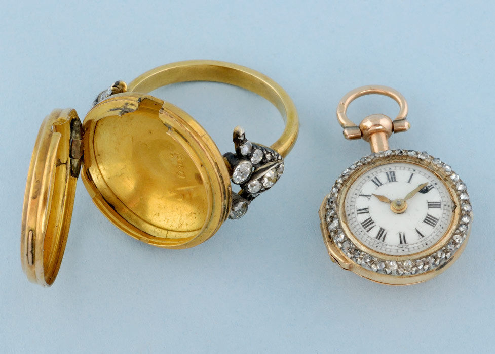 Very Rare Gold & Diamond Set Ring Watch (possibly Smallest Known Fusee Watch) - Image 8 of 11