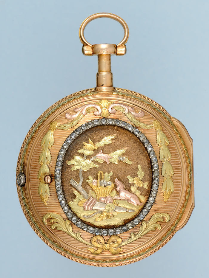 Three Colour Gold Verge Pocket Watch with Hunting Scene