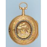 Three Colour Gold Verge Pocket Watch with Hunting Scene