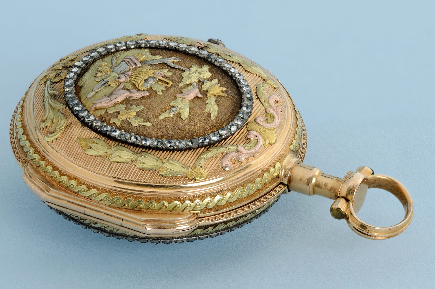 Three Colour Gold Verge Pocket Watch with Hunting Scene - Image 3 of 4