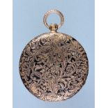 Gold and Enamel Digital Dial Cylinder Pocket Watch