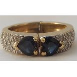 Vintage 18ct Gold Sapphire & Diamond Arthritic Ring