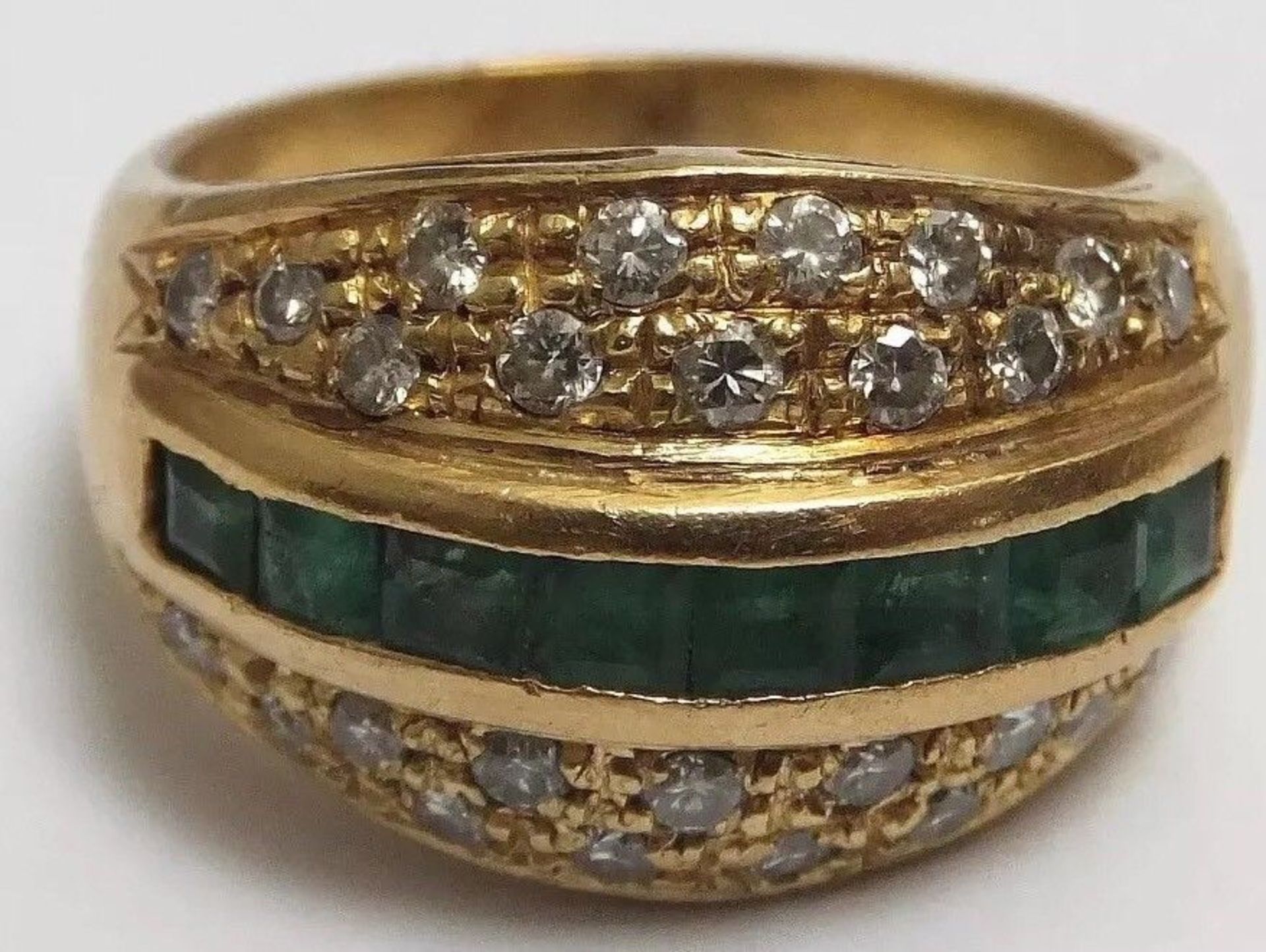 18ct Gold Emerald and Diamond Ring