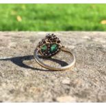 Victorian Emerald and Diamond 18ct Gold Antique Ring