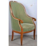 Eleganter Sessel, sog. "Bergere", Biedermeier um 1820, Esche massiv & furniert. Hoch schließende