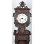 Standuhr, Kastanie?, braun lackiertes Holz, Ziffernblatt bez.: " CH. FEUVRIER Epinal", weiss