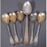 6teiliges Konvolut versch. Jugendstil Besteckteile. 4 Teile in 800er Silber, ca. 330 gr. brutto.