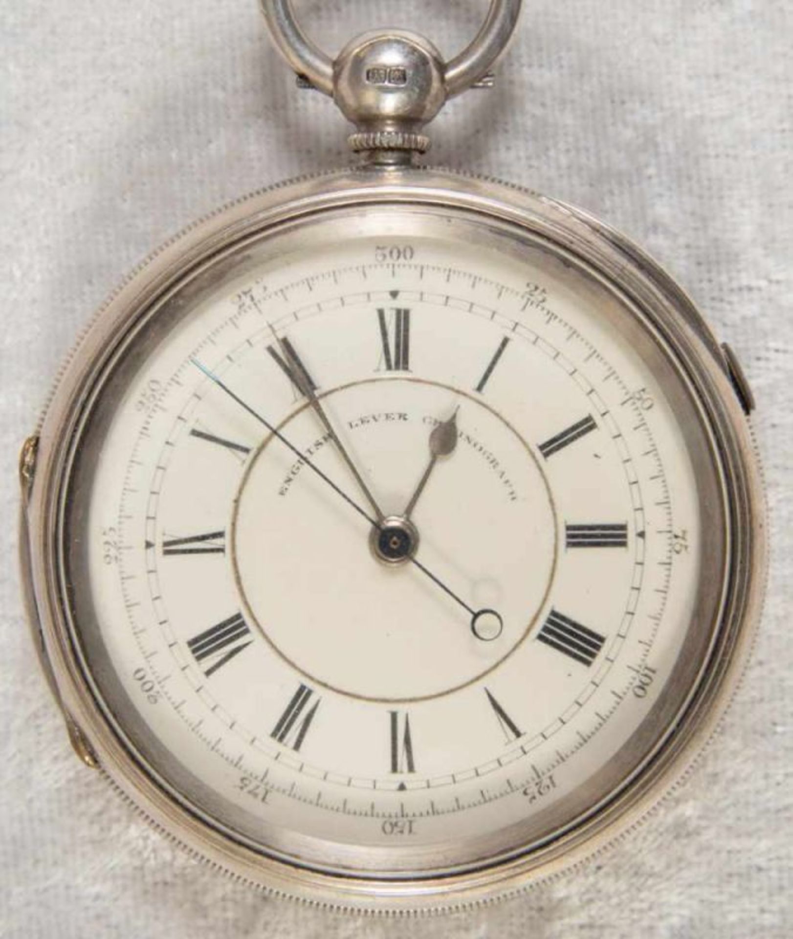 "English Lever Chronograph", Gehäuse in 925er Sterlingsilber, Werk & Gehäuse nummerngleich (No.