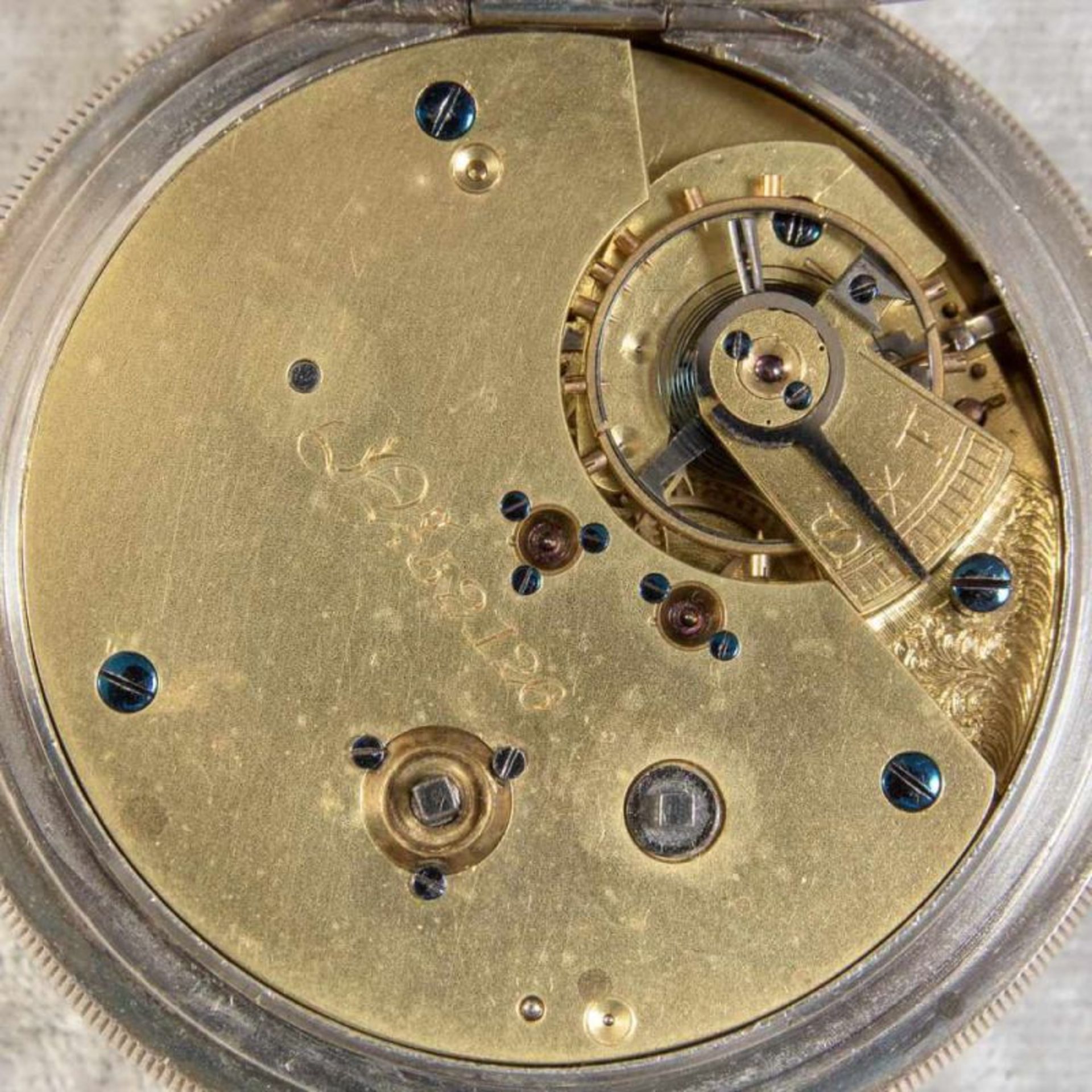 "English Lever Chronograph", Gehäuse in 925er Sterlingsilber, Werk & Gehäuse nummerngleich (No. - Bild 9 aus 12