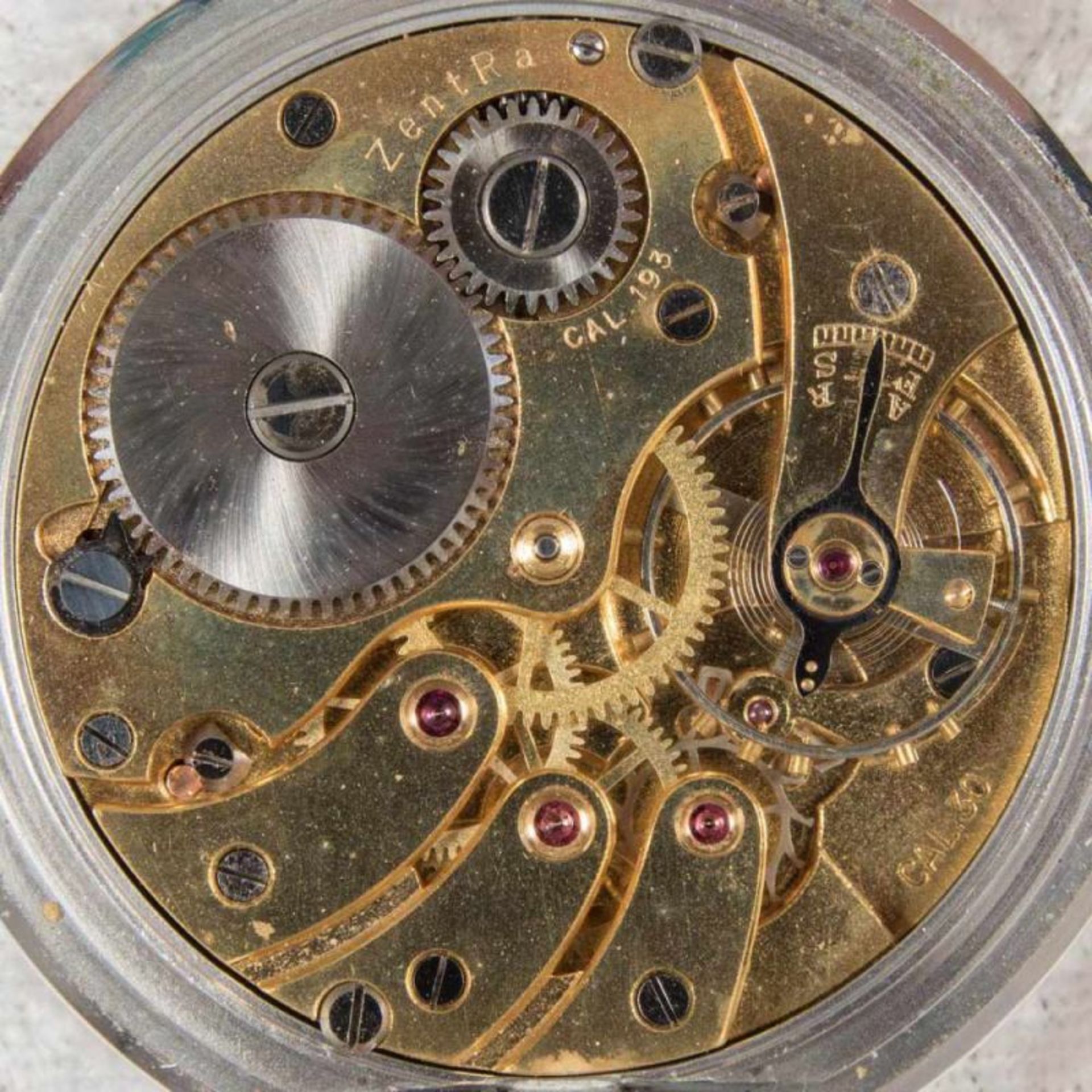 Zentra Halbsavonette Herrentaschenuhr, vernickeltes Gehäuse, Durchmesser ca. 50 mm, Werk ohne - Bild 5 aus 7