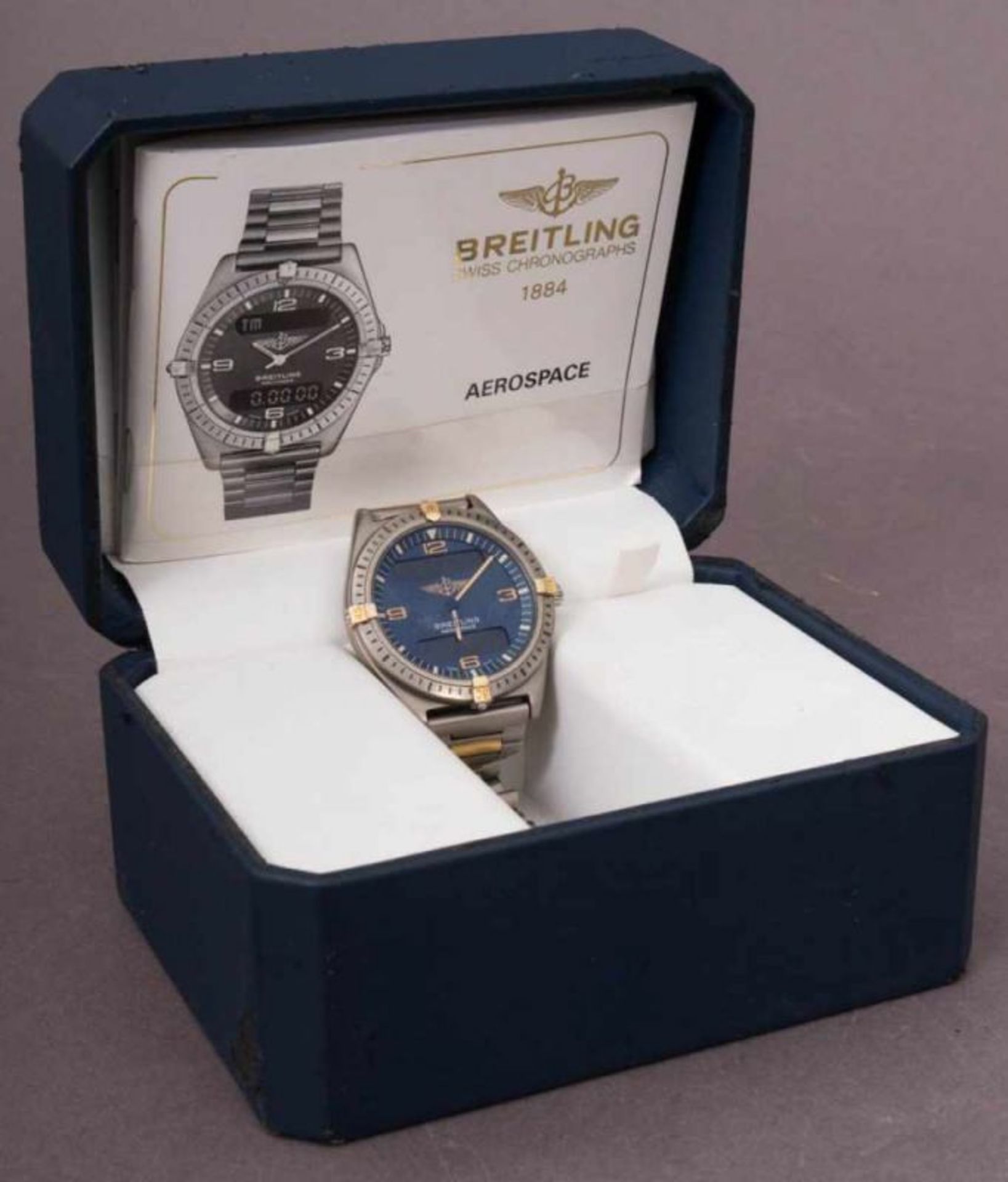 BREITLING-AEROSPACE Herrenarmbanduhr, Quartzwerk, 1992 erworben. Original Box & Papiere. Ungeprüft. - Bild 8 aus 9