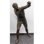 "Faustkämpfer". Bronze, grünlich patiniert (stand jahrzehntelang auf Sockel montiert, ganzjährig